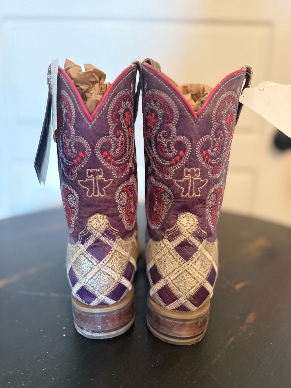 Tin Haul Girl's Sparkle Girl Butterfly Square Toe Boot - Picture 3 of 5